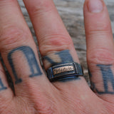 Vintage Sterling and Gold Manila Band Ring 9.25