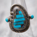 Vintage Sterling Turquoise Inlay Ring 6