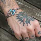 Vintage Sterling Blue Gem Feather Cuff