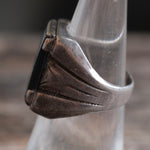 Vintage Sterling Hematite Centurion Signet Ring 6.5