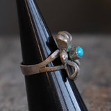 Vintage Sterling Sandcast Turquoise Ring 5.5