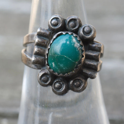Vintage Sterling Turquoise Ring 6.75