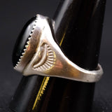 Vintage Sterling Onyx Stamped Band Ring 10.5