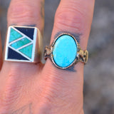 Vintage Sterling Turquoise Eagle Ring 13