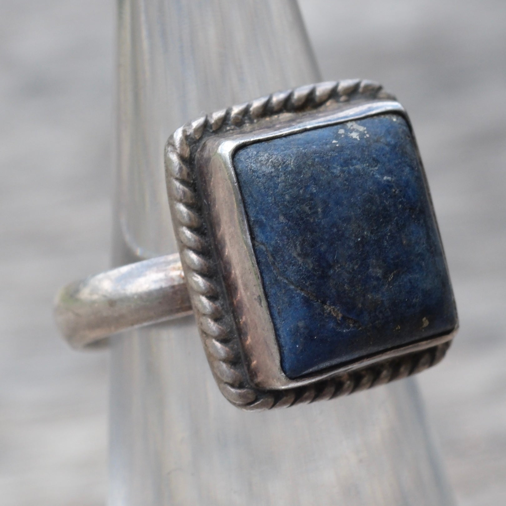 Vintage Sterling Lapis Roper Ring 4.5