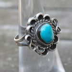 Vintage Sterling Turquoise Roper Ring 5