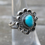 Vintage Sterling Turquoise Roper Ring 5