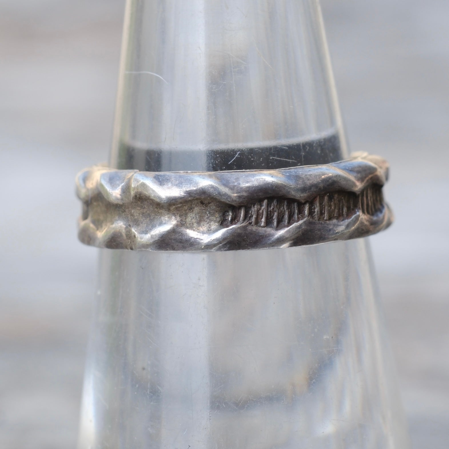 Vintage Sterling Pattern Band Ring 5