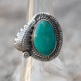 Vintage Sterling Turquoise Feather Ring 6