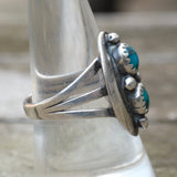 Vintage Sterling 2-Stone Turquoise Ring 8.25