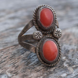 Vintage Sterling 2-Stone Coral Band 4