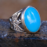 Vintage Sterling Turquoise Thunderbird Ring 8.5