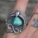 Vintage Sterling Turquoise Feather Ring 5.5