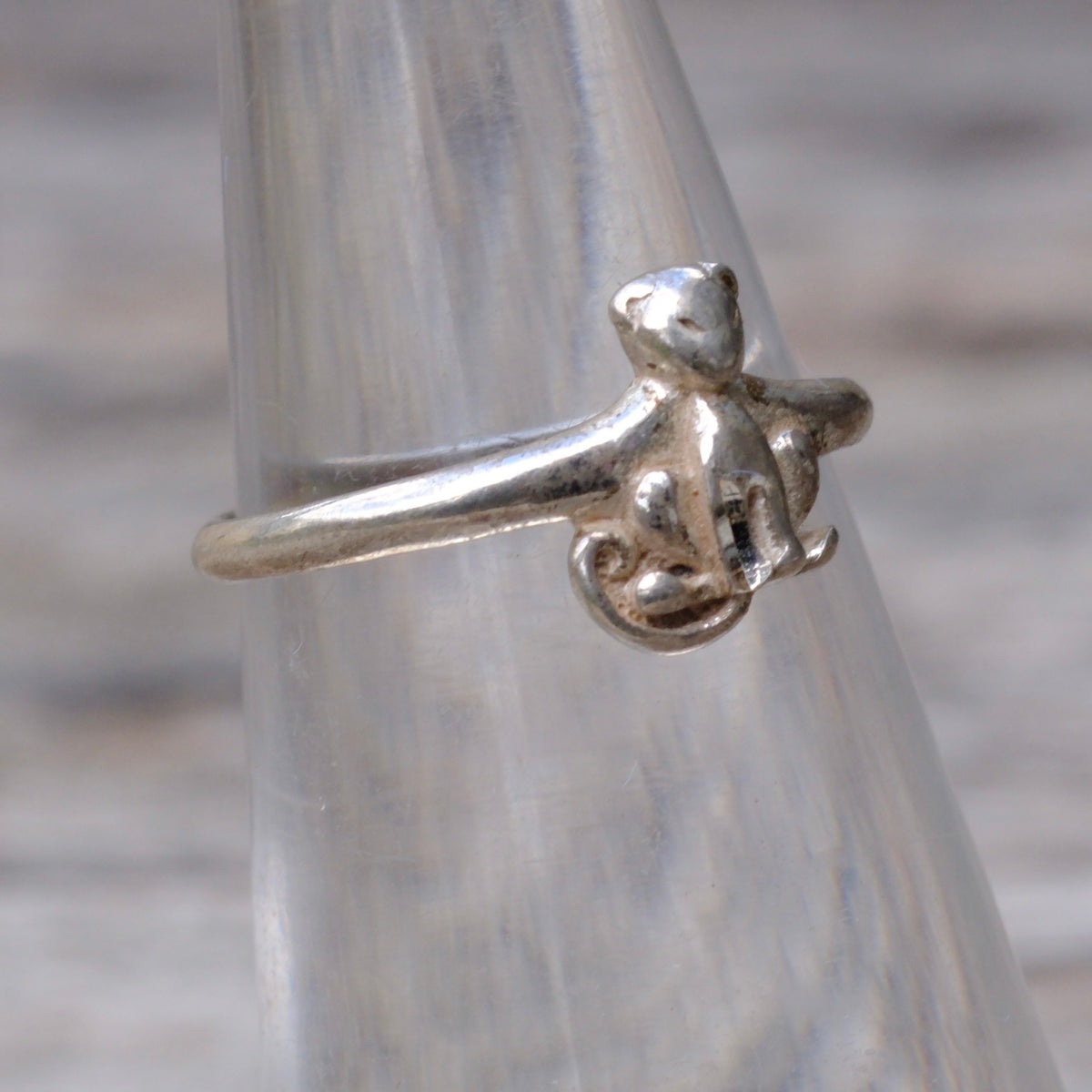 Vintage Sterling Cat Ring 3.75