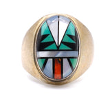 Vintage Sterling Zuni Inlay Ring 9