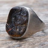 Vintage Sterling Tigers Eye Centurion Ring 10.5