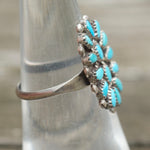 Vintage Sterling Turquoise Cluster Ring 6.25