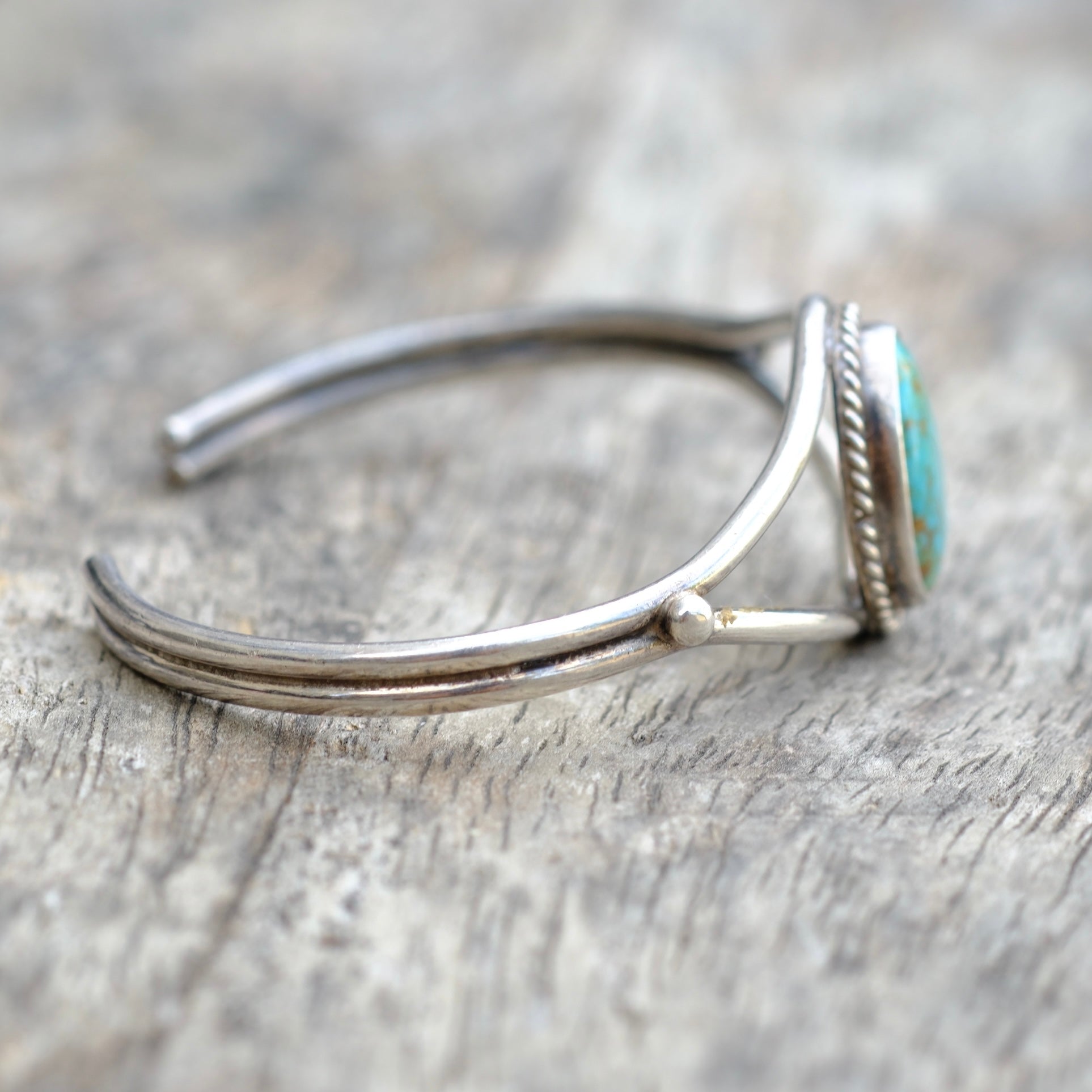 Vintage Sterling Turquoise Roper Cuff Bracelet