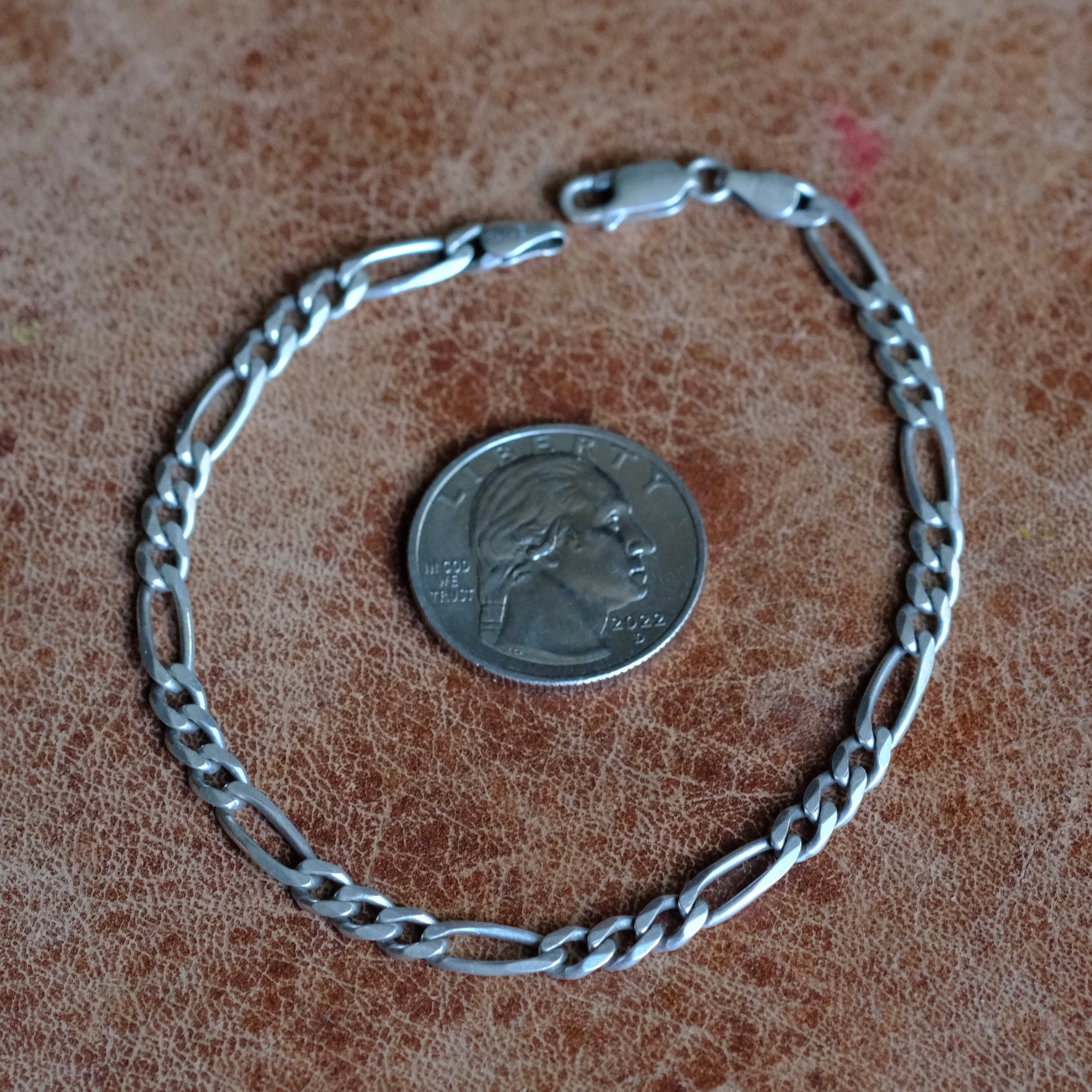 Vintage Sterling Silver Figaro Chain Bracelet