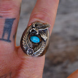 Vintage Sterling Turquoise Eagle Ring 11