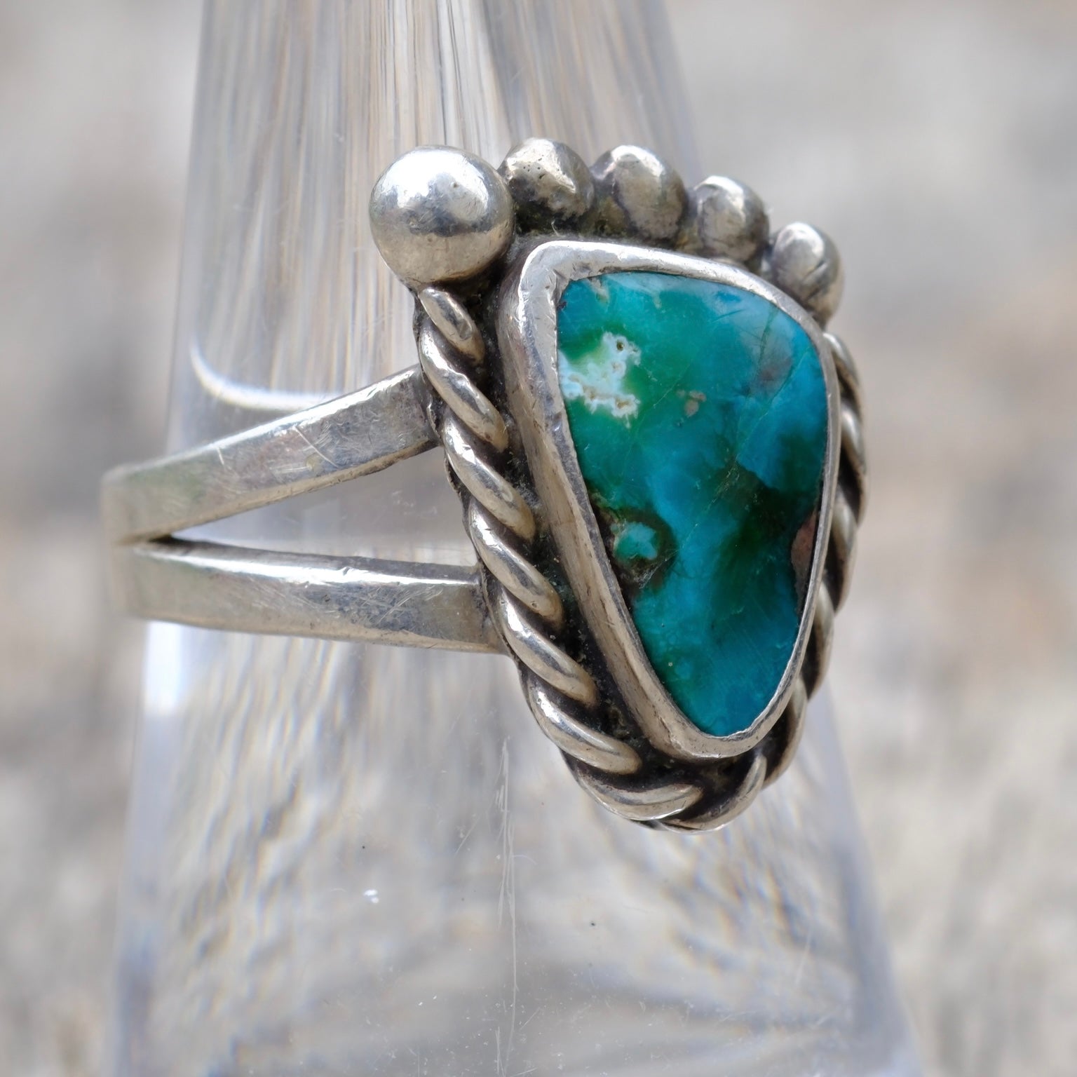 Vintage Sterling Turquoise Ring 7.75