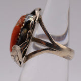 Vintage Sterling Coral Feather Ring 4.25