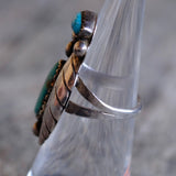 Vintage Sterling 2-Stone Turquoise Feather Ring 6.75
