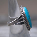 Vintage Sterling Turquoise Roper Ring 5.5