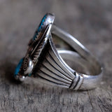 Vintage Sterling 2-Stone Turquoise Ring 10.75
