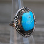 Vintage Sterling Turquoise Roper Ring 6.75