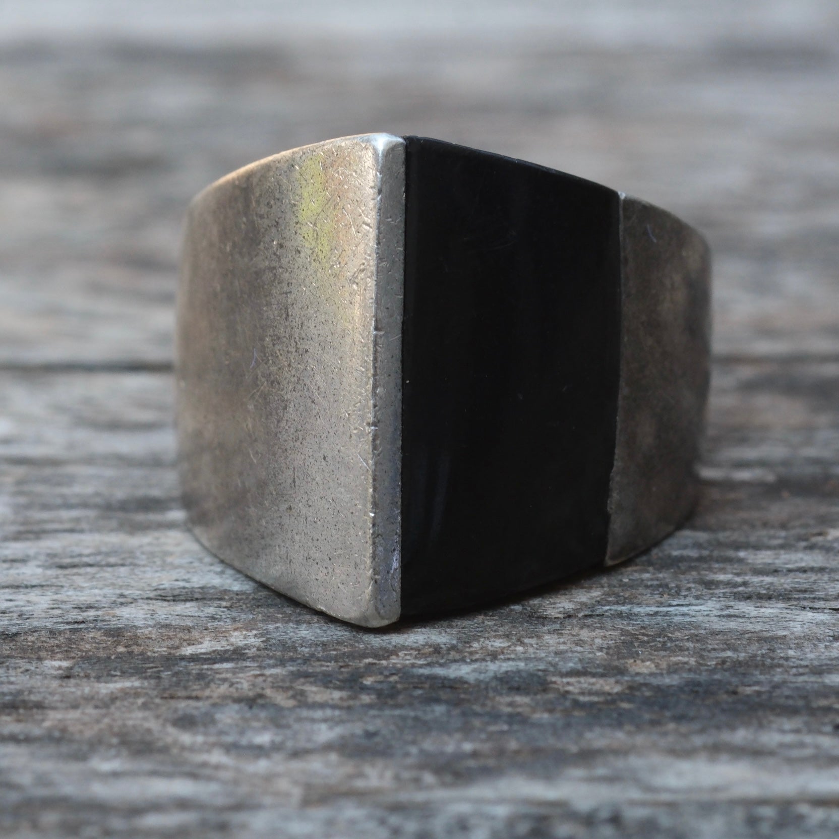 Vintage Sterling Onyx Ring 6.5