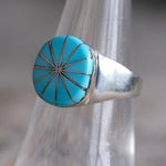 Vintage Sterling Turquoise Inlay Pinwheel Ring 6.5