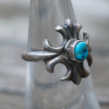 Vintage Sterling Turquoise Sandcast Ring 6.25