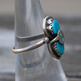 Vintage Sterling Effie Turquoise Snake Ring 6.75