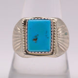 Vintage Sterling Turquoise Stamped Band Ring 9.75