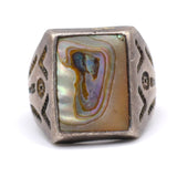Vintage Sterling Abalone Trading Post Ring 9