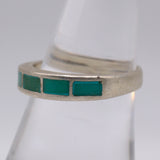 Vintage Sterling Turquoise Inlay Band 8.25