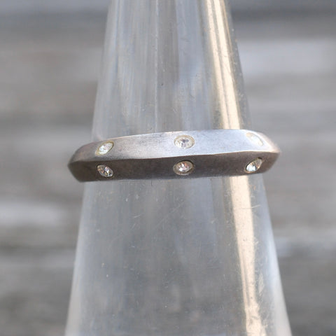 Vintage Sterling CZ Inlay Band 5.75