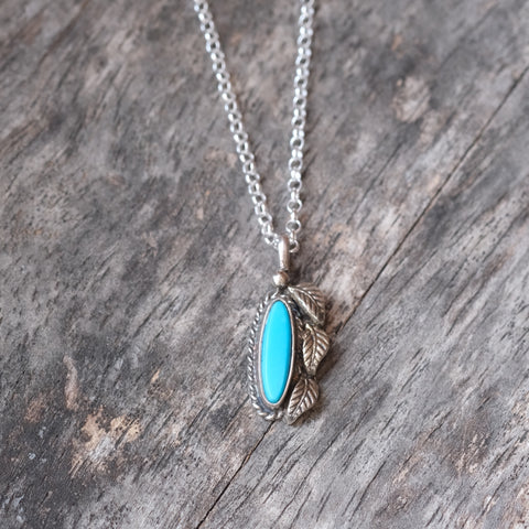 Vintage Sterling Turquoise Feather Necklace