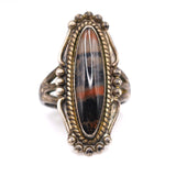 Vintage Sterling Petrified Wood Ring 7