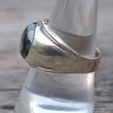 Vintage Sterling Hematite Signet Ring 9.25