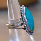 Vintage Sterling Turquoise Roper Ring 5.25