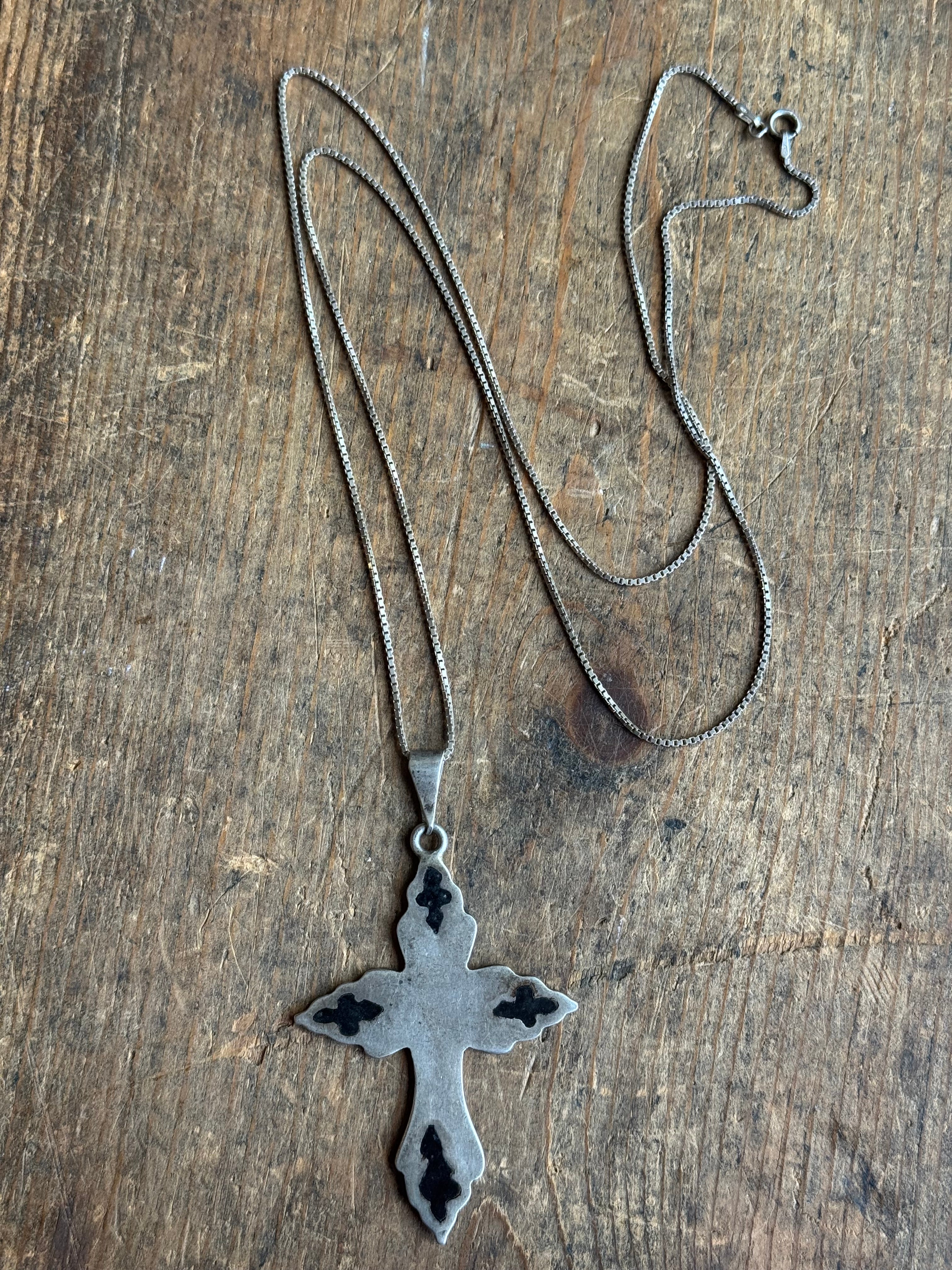 Vintage Sterling Silver Cross Necklace