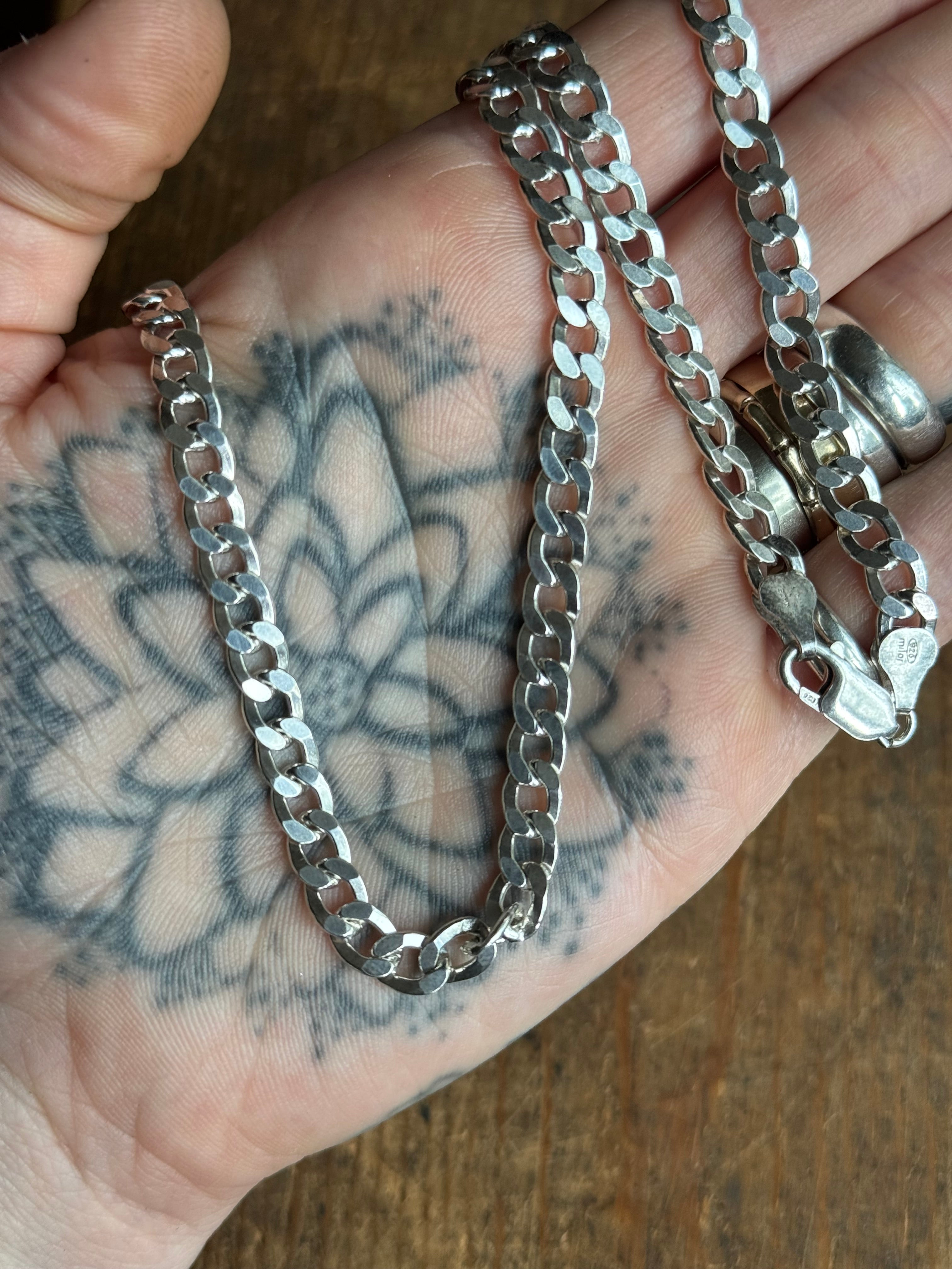Vintage Sterling Silver 20” Curb Chain