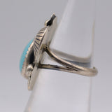 Vintage Sterling Turquoise Feather Ring 5.25