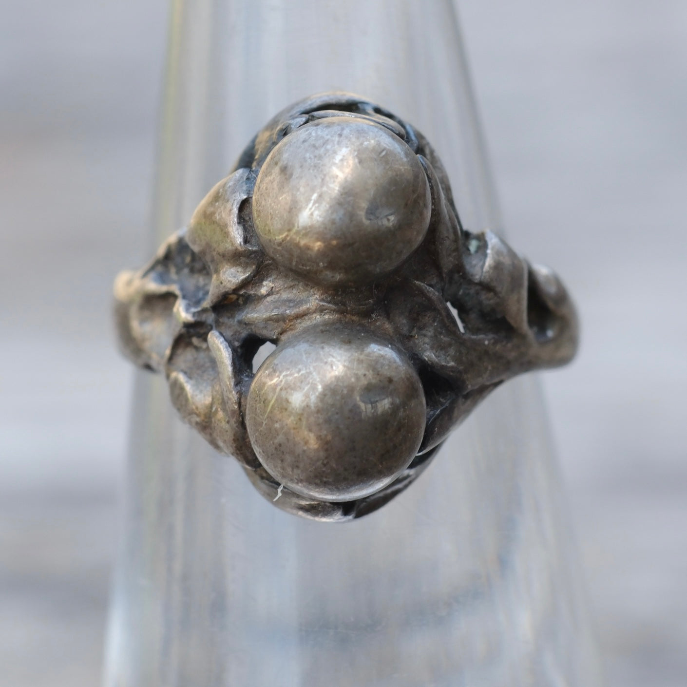 Vintage Sterling Silver Floral Dot Ring 5