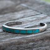 Vintage Sterling Turquoise Inlay Cuff