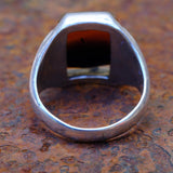 Vintage Sterling Agate Signet Ring 10.75