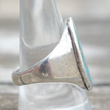 Vintage Sterling Turquoise Inlay Fish Scale Ring 10.5