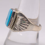 Vintage Sterling Turquoise Stamped Band Ring 9.75